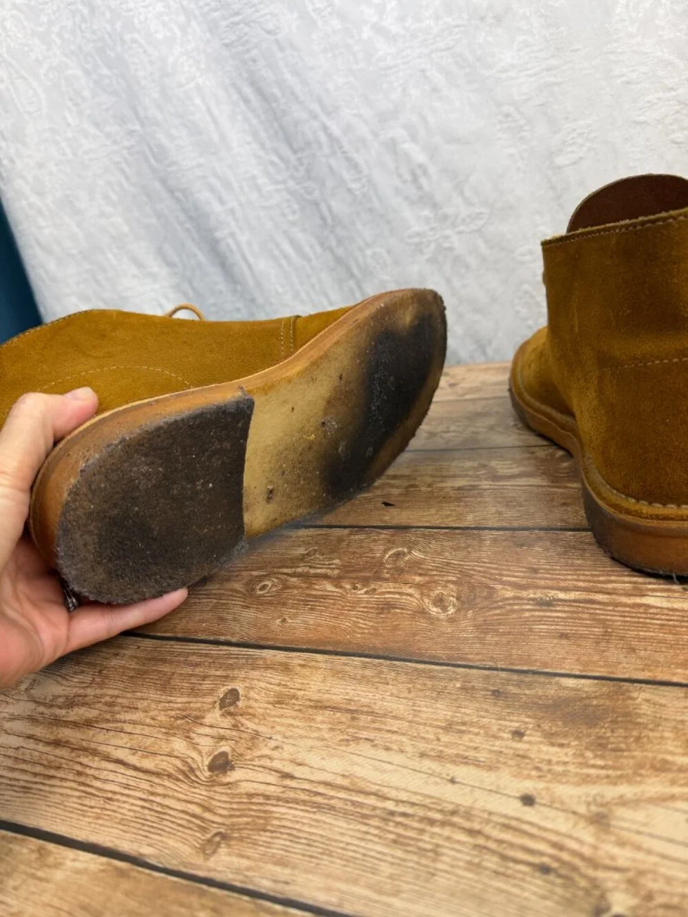 Clarks Men’s Brown Tan Suede Chukka Desert Boots Lace Up Ankle Size 10